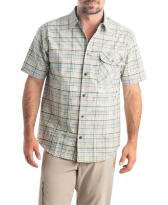 Men's Plaid Button Up Moisture Wicking UPF 30+ Short Sleeve Shirt