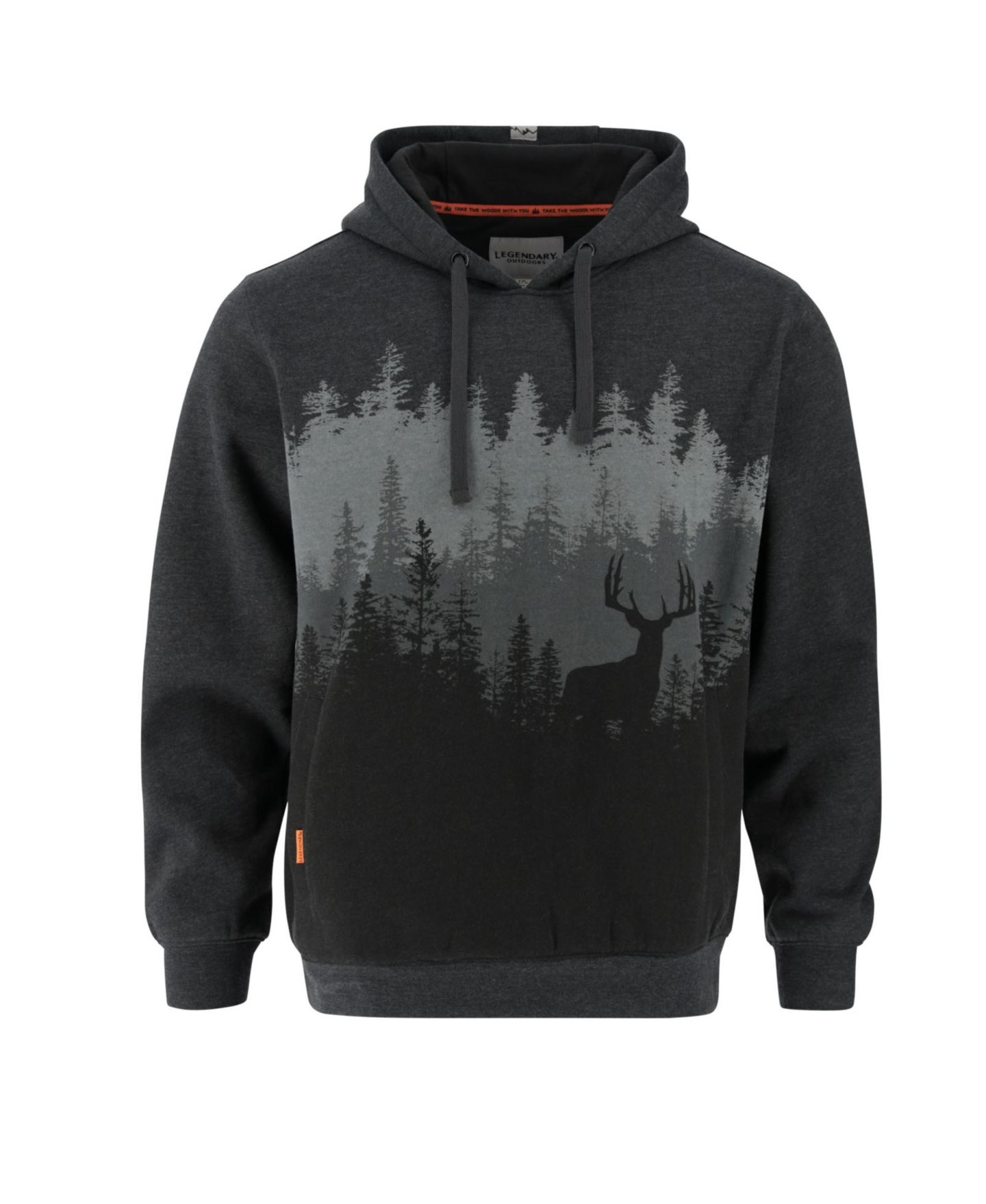 Мужское худи Legendary Whitetails Graphic Printed Pullover Long Sleeve, цвет: Чёрный меланжевый — фото 3