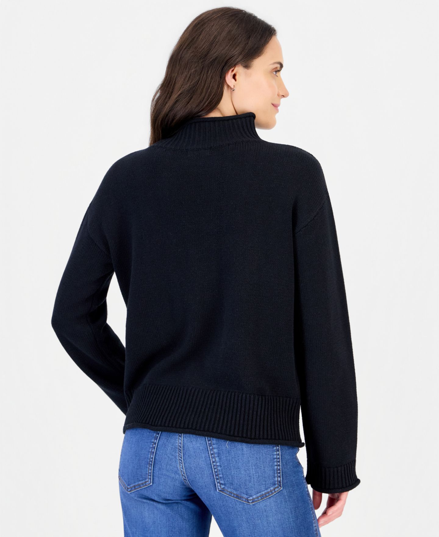 Женский свитер Style & Co Petite Rollneck, цвет: Глубокий чёрный — фото 3