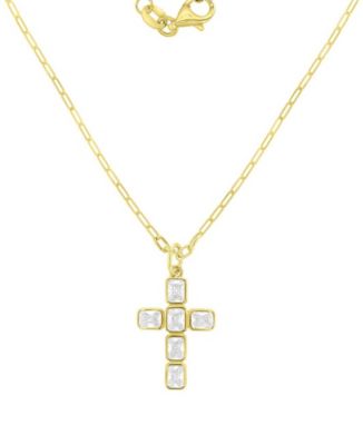 14k Gold-Plated Cross Paperclip Chain Necklace