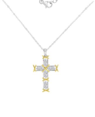 Textured Two-Tone Cross Necklace