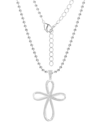 Silver-Plated Cross Bead Chain Necklace