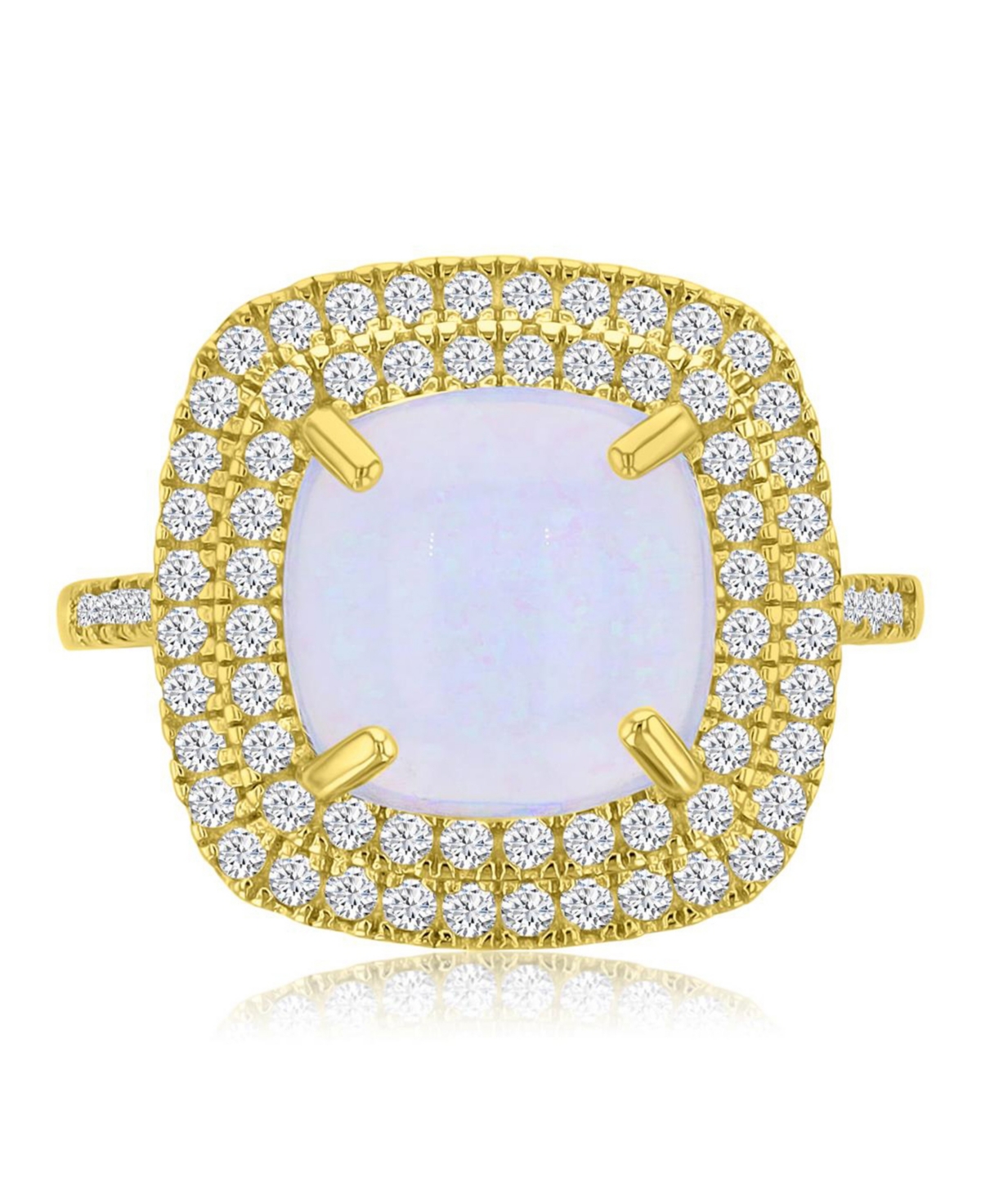 Macy's 14k Gold-plated Turquoise Halo Fashion Ring In Gold,white