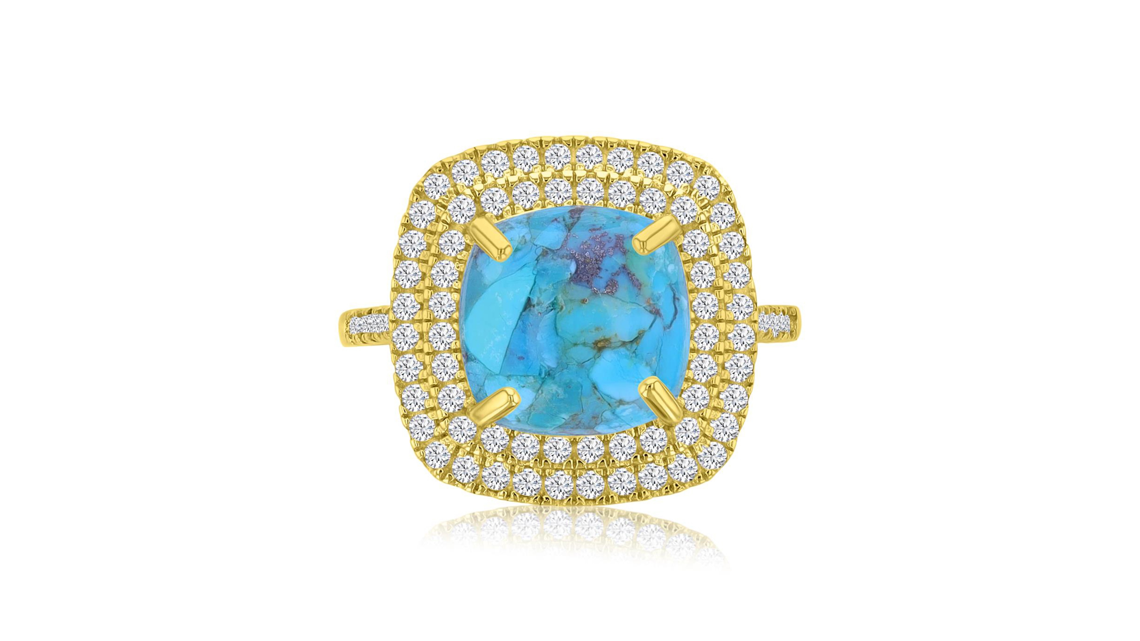 Macy's 14k Gold-Plated Turquoise Halo Fashion Ring