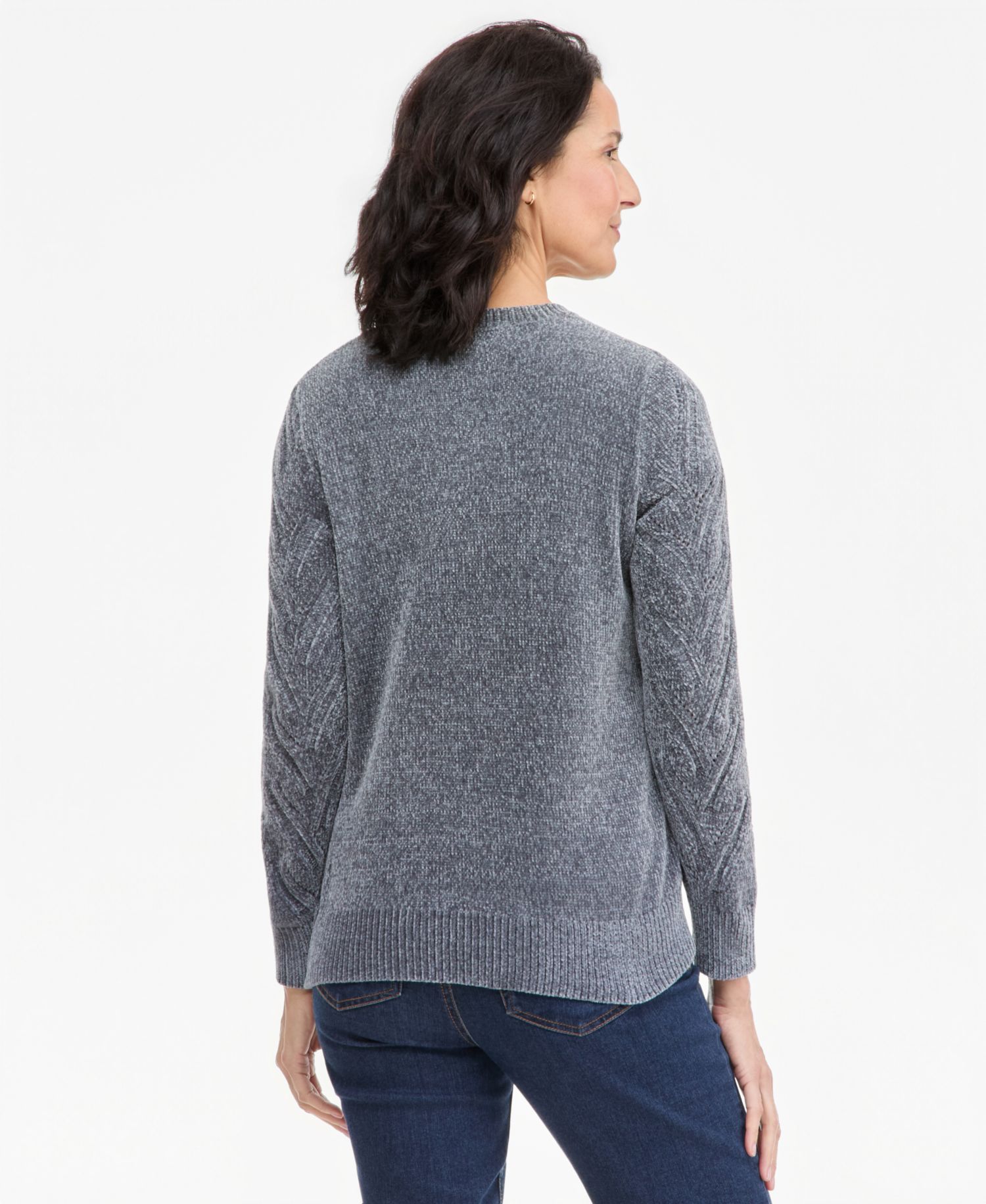 Women's Chenille Cable-Knit Crewneck Sweater