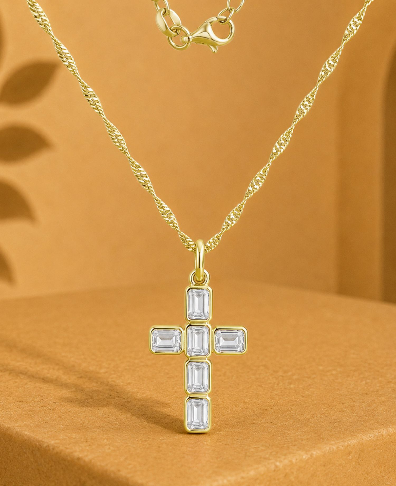 14k Gold-Plated Minimalist Cross Chain Necklace