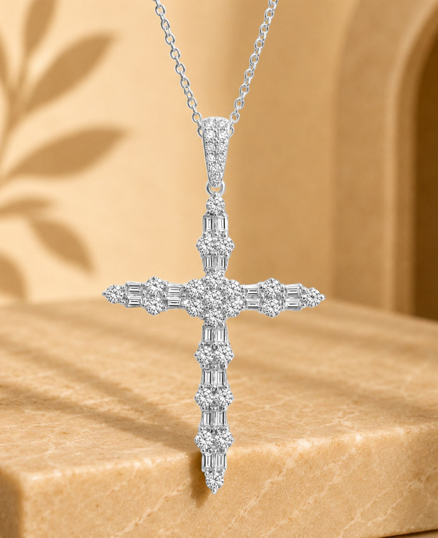 Mixed Cut Cross Pendant Necklace