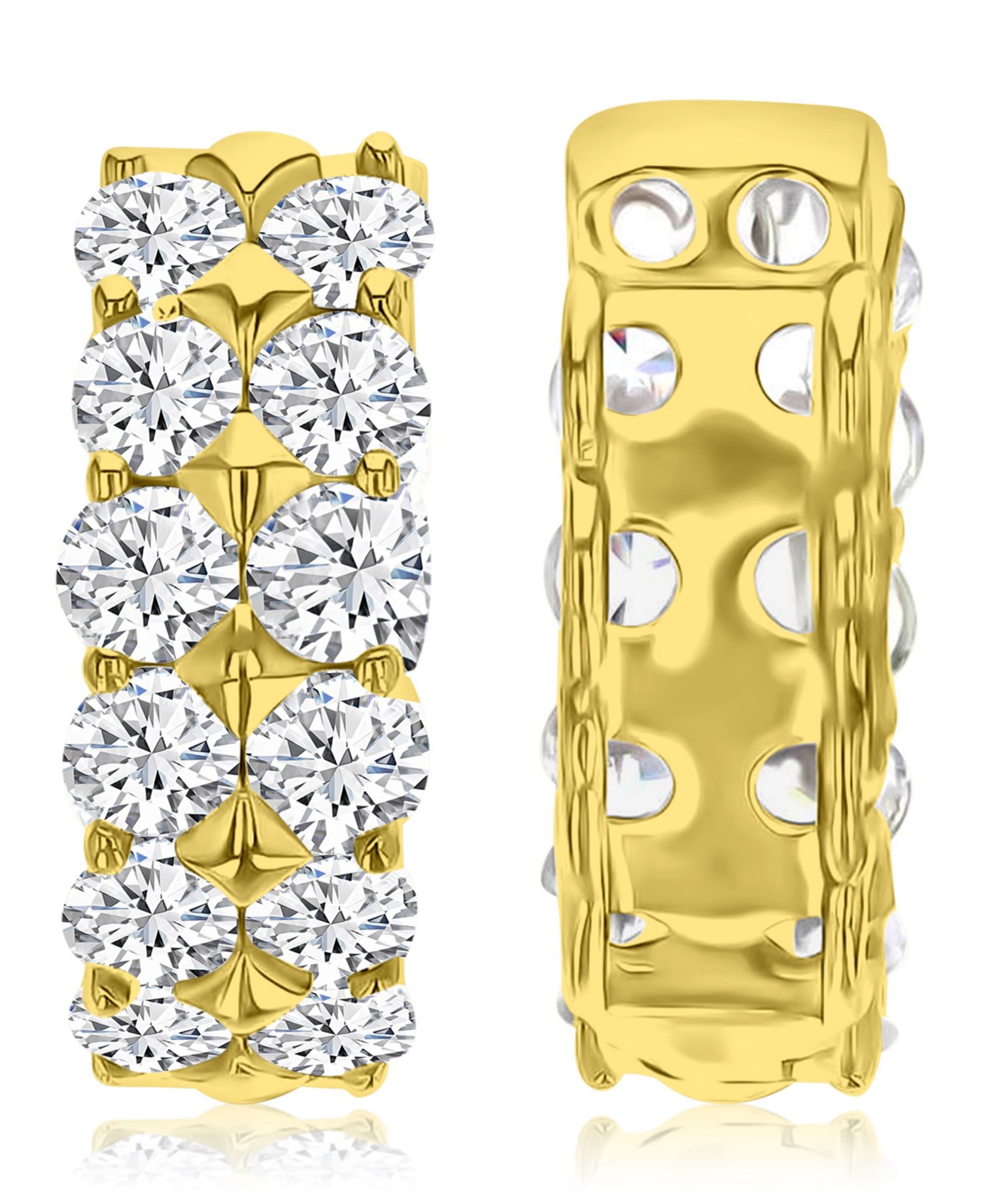 14k Gold-Plated Two Row Huggie Earrings