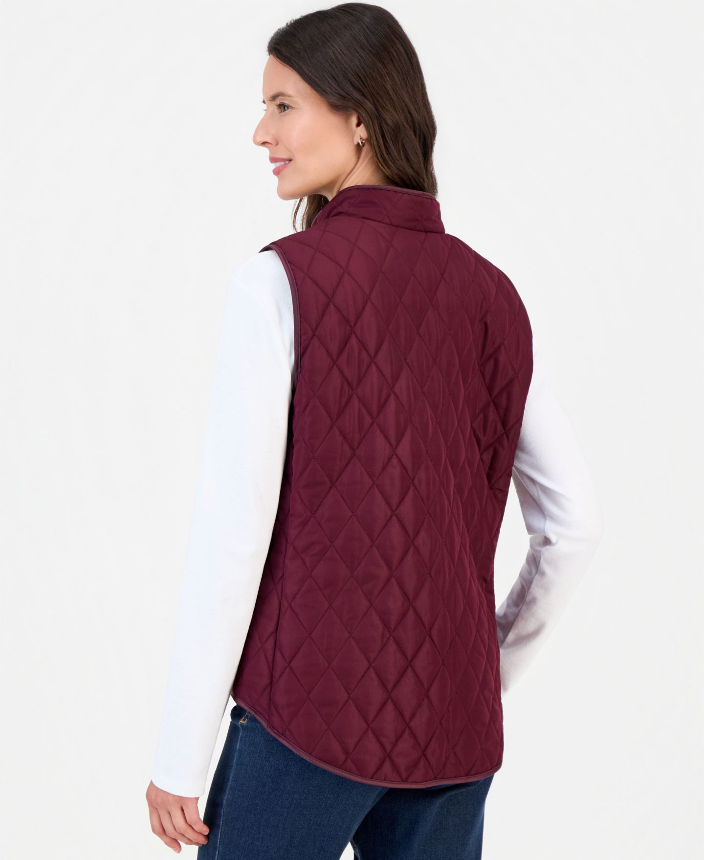 Женский жилет Style & Co Quilted Mock-Neck Vest, цвет: Ягодный — фото 3