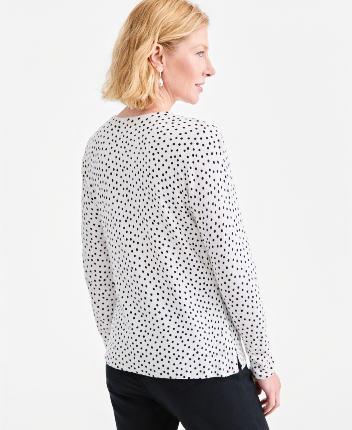 Style & Co Women's Printed Fine Gauge Crewneck Sweater, Macy's Exclusive