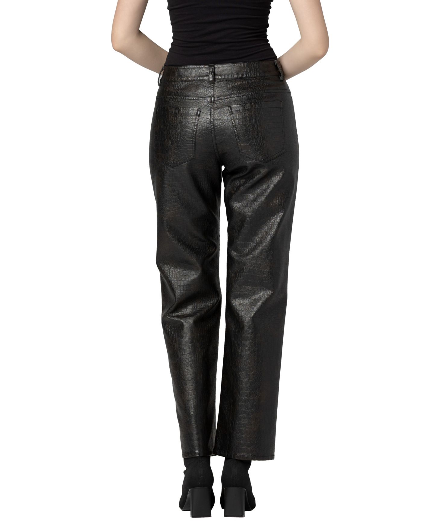 Женские брюки Blank NYC Crocodile Tears Crocodile-Embossed Mid-Rise Straight-Leg — фото 4