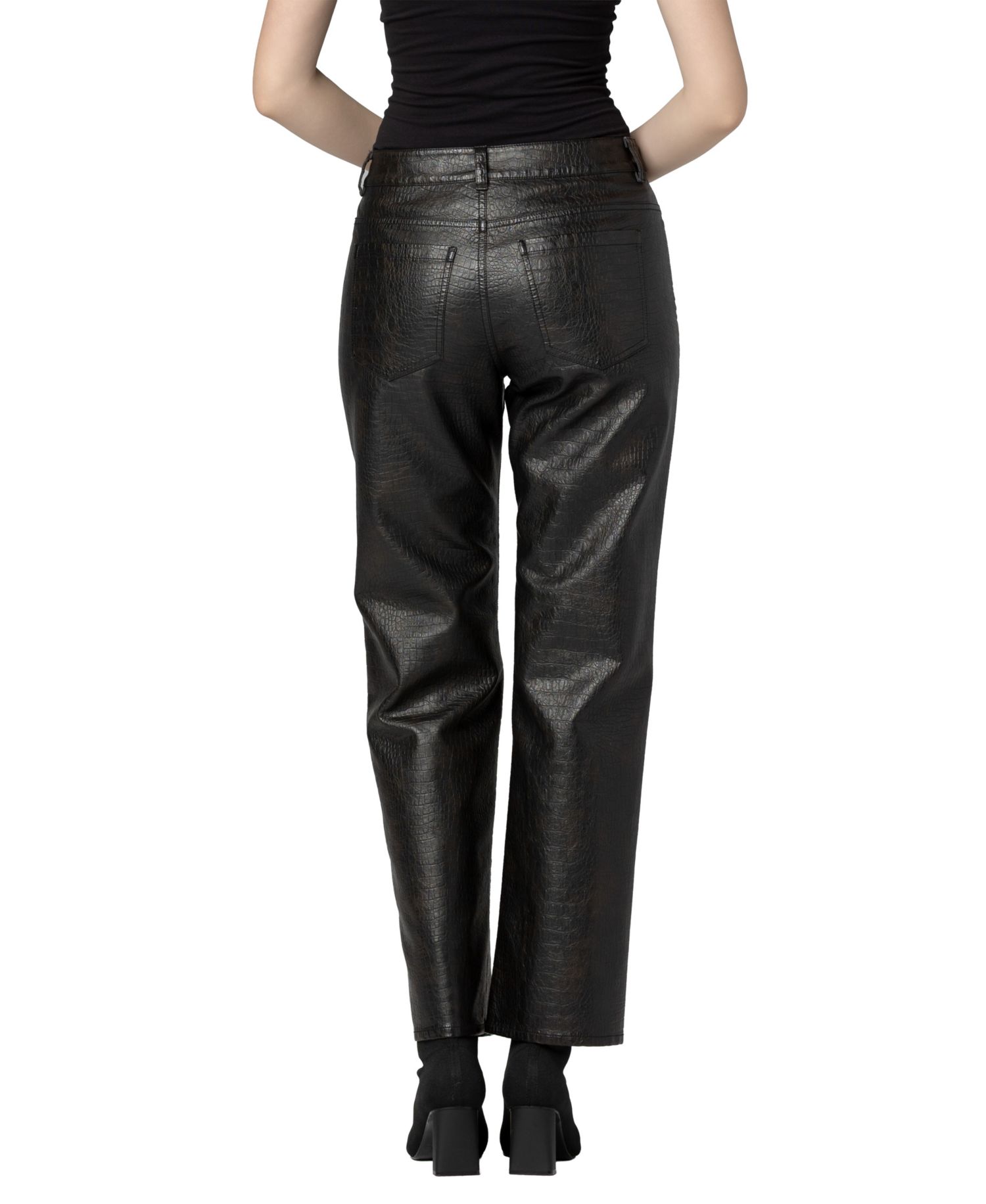 Women's Crocodile Tears Crocodile-Embossed Mid-Rise Straight-Leg Pants