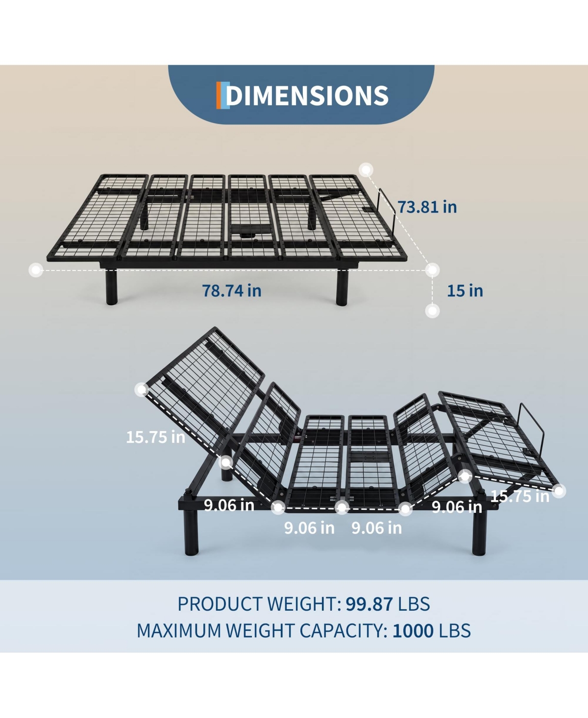 homfan Foldable Metal Platform Bed Frame