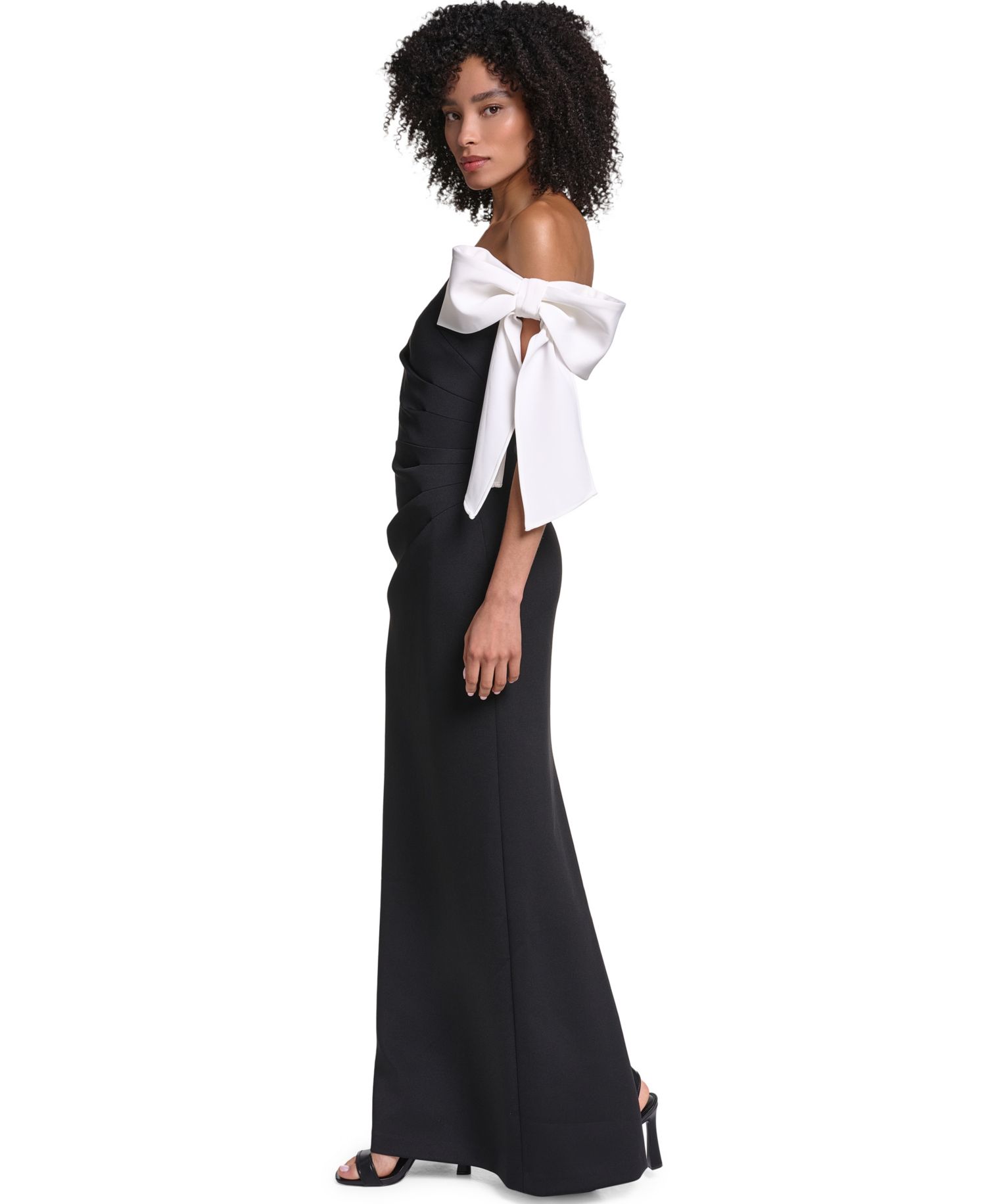 Women's Strapless Colorblock Scuba Gown Dress