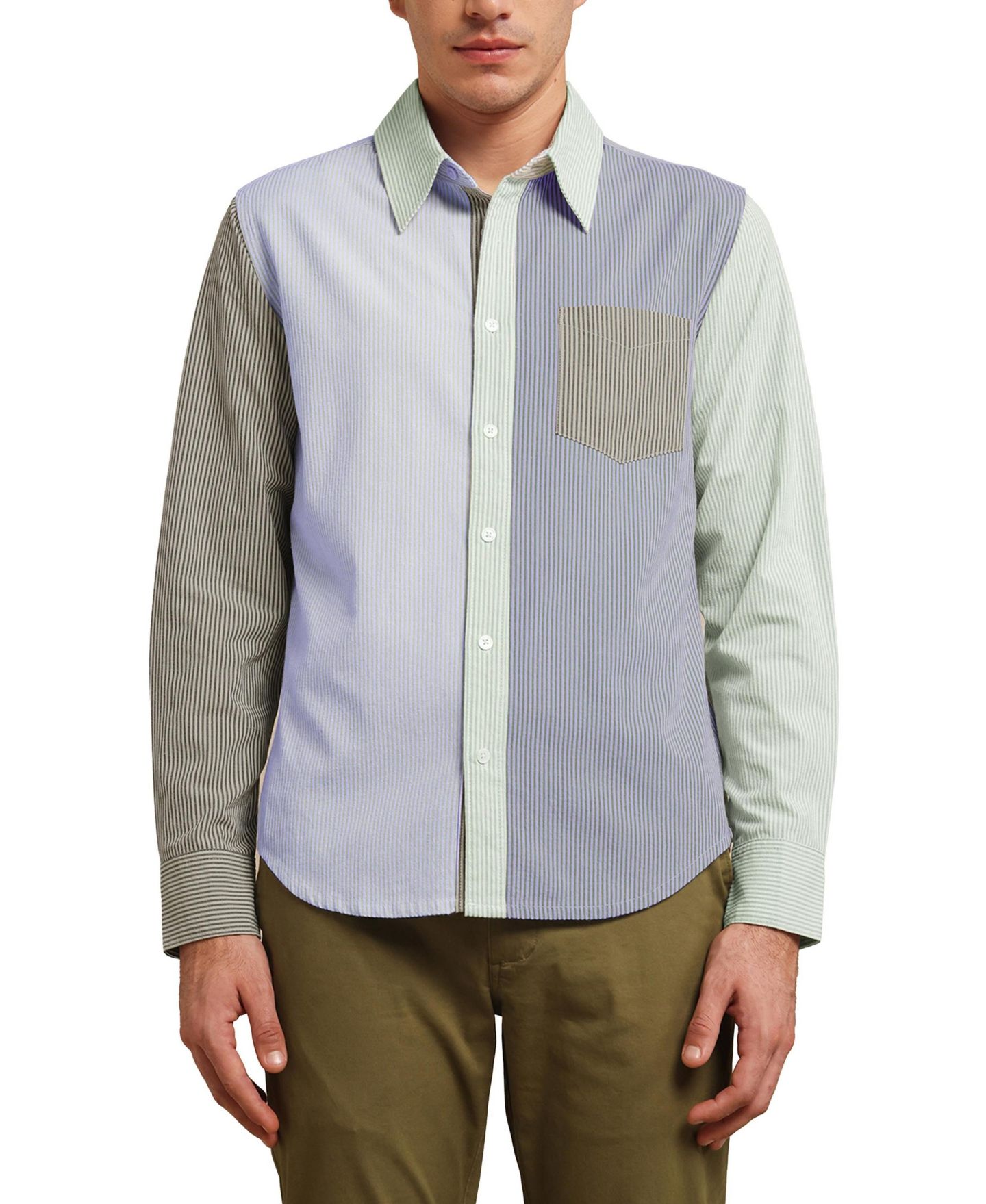 Мужская рубашка Members Only Button up, цвет: Разноцветный полосатый — фото 1