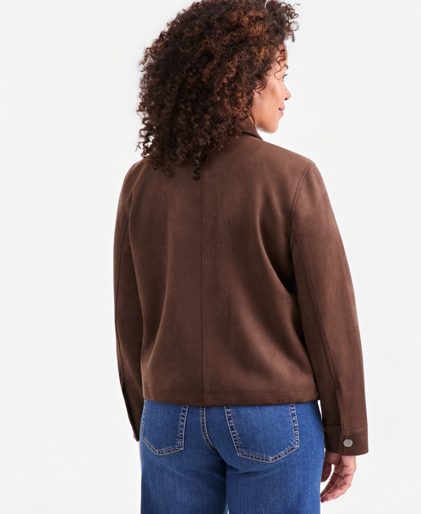 Женская куртка Style & Co Faux-Suede Bomber, цвет: Кофейный — фото 4