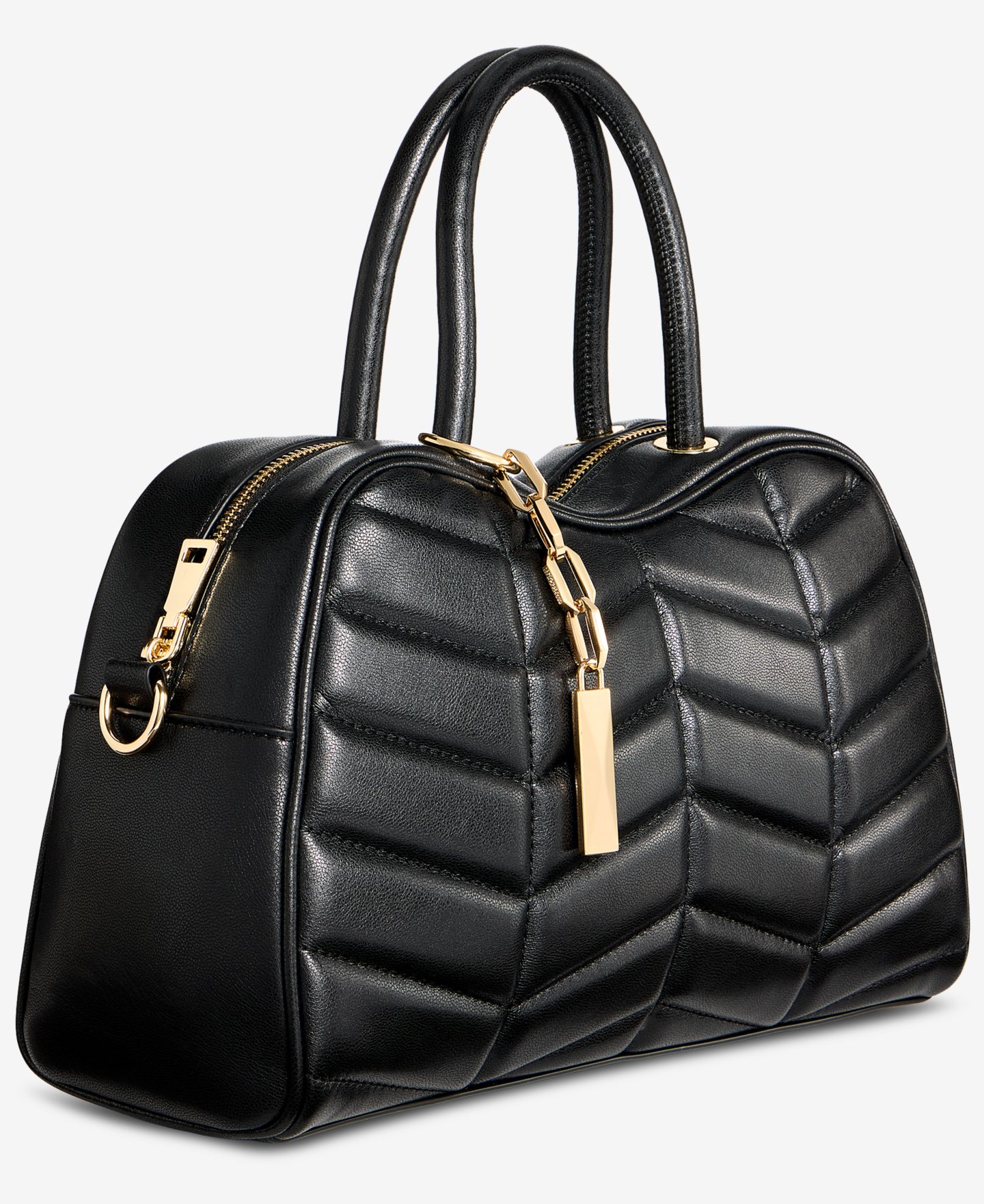 Женская сумка I.N.C. International Concepts Faux Leather Quilted Satchel with Adjustable Strap, цвет: Чёрный — фото 4
