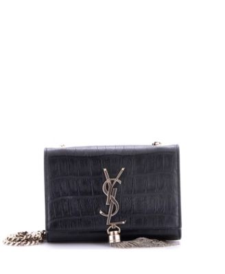 Classic Monogram Tassel Chain Wallet Embossed Leather