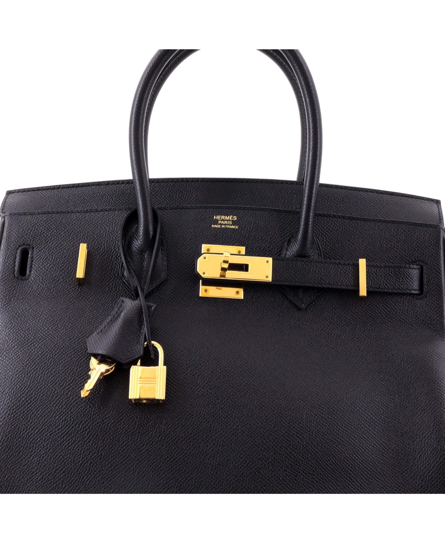 Pre-Owned Hermes Birkin 30 Handbag Black Epsom with Gold Hardware
