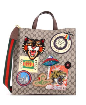 North South Courrier Convertible Soft Open Tote GG Coated Canvas with Applique