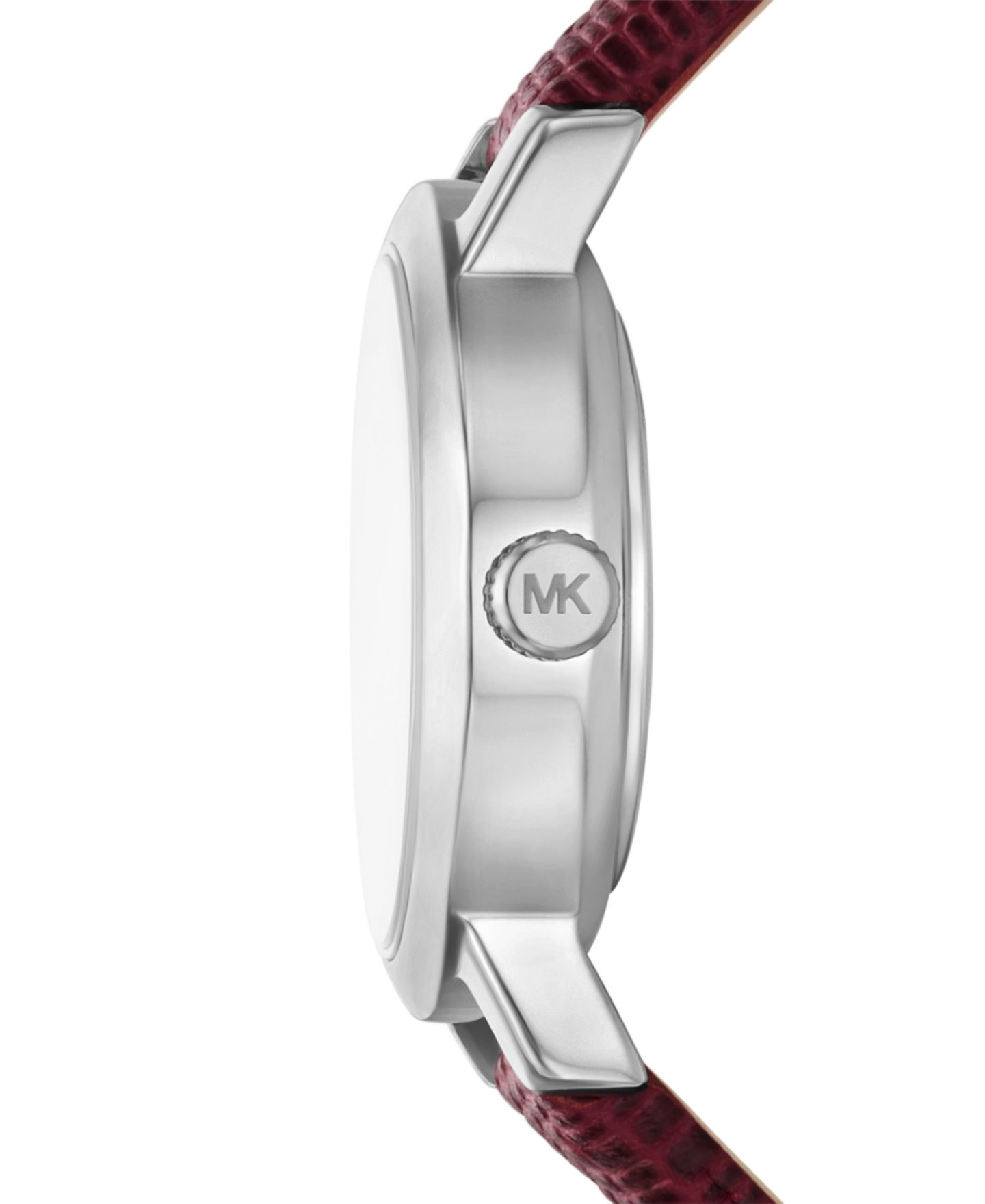 Женские часы Michael Kors Maude, три стрелки, бордовый кожаный ремешок, 21 мм — фото 3