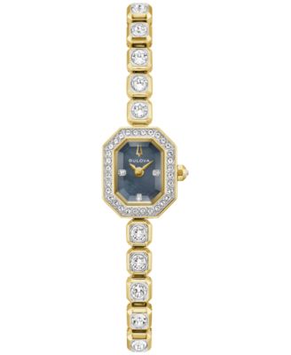 Women's Box Set Crystal Gold-Tone Stainless Steel Bracelet Watch 15mm