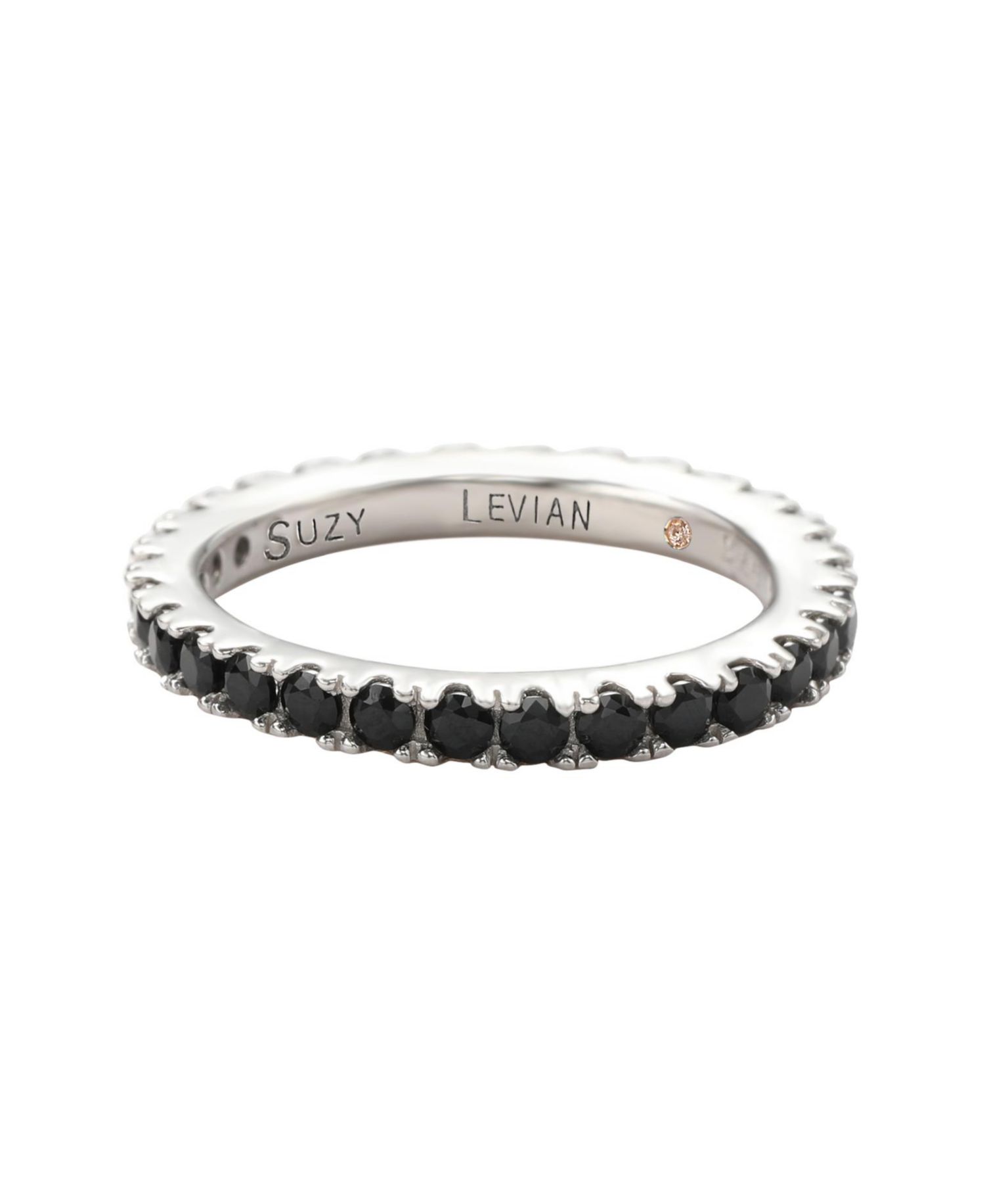 Suzy Levian Sterling Silver Thin Cubic Zirconia Eternity Band Ring