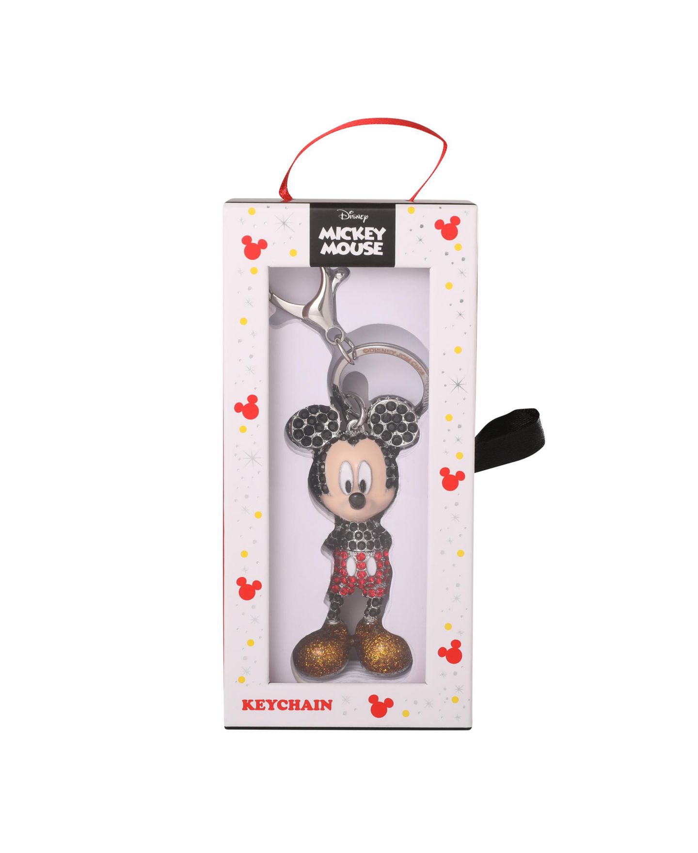 Брелок Disney Mickey Mouse Crystal Pave Bag Charm Keychain - Officially Licensed, цвет: Серебряный / Чёрный красный золотой — фото 3