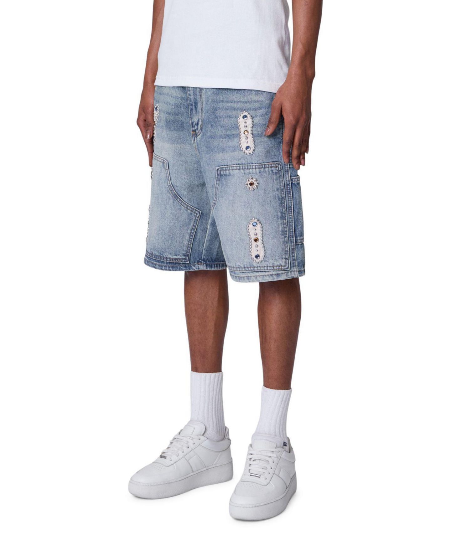 Мужские шорты mnml Double Western Jewel Denim Shorts, цвет: Синий — фото 2