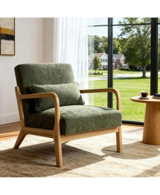  Mid Century Modern Armchair with Solid Wood Frame