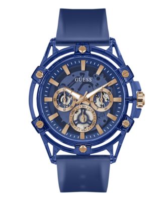 Men's Quartz Blue Silicone Strap Watch 48mm