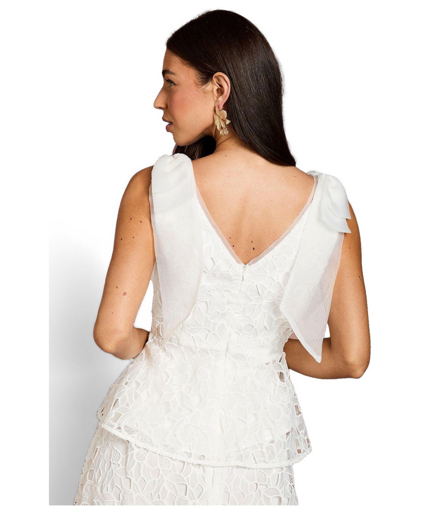 Женский топ Coast Lace Bow V-Neck, цвет: Слоновая кость — фото 3
