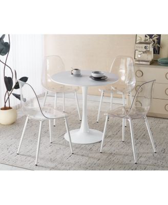 5 Piece Dining Set Round Marble Pub Table and 4 Chairs