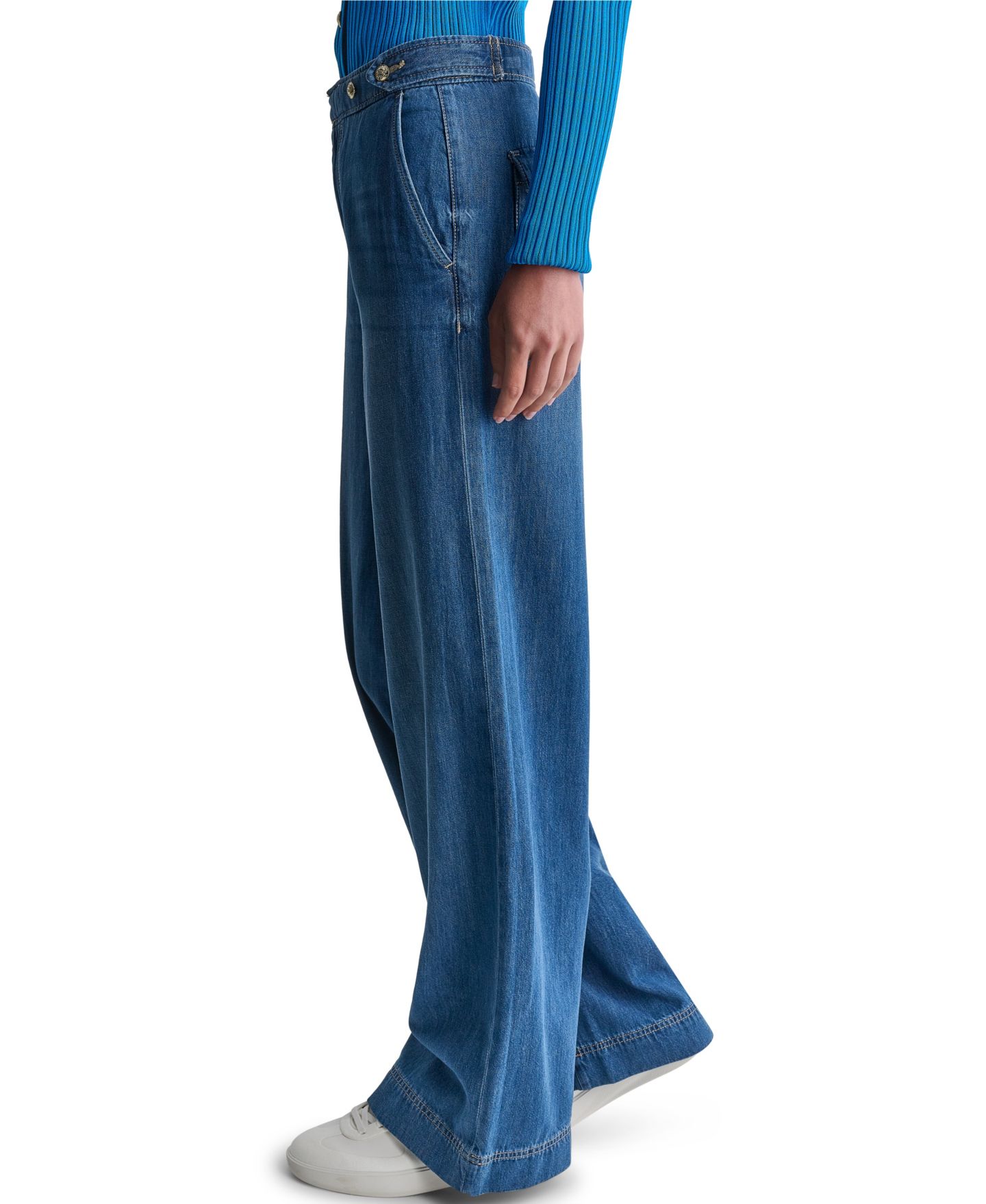 Женские джинсы BCBG Ultra High-Rise Wide-Leg Loose-Fit Jeans, 32" Inseam, цвет: Синий варёный — фото 3