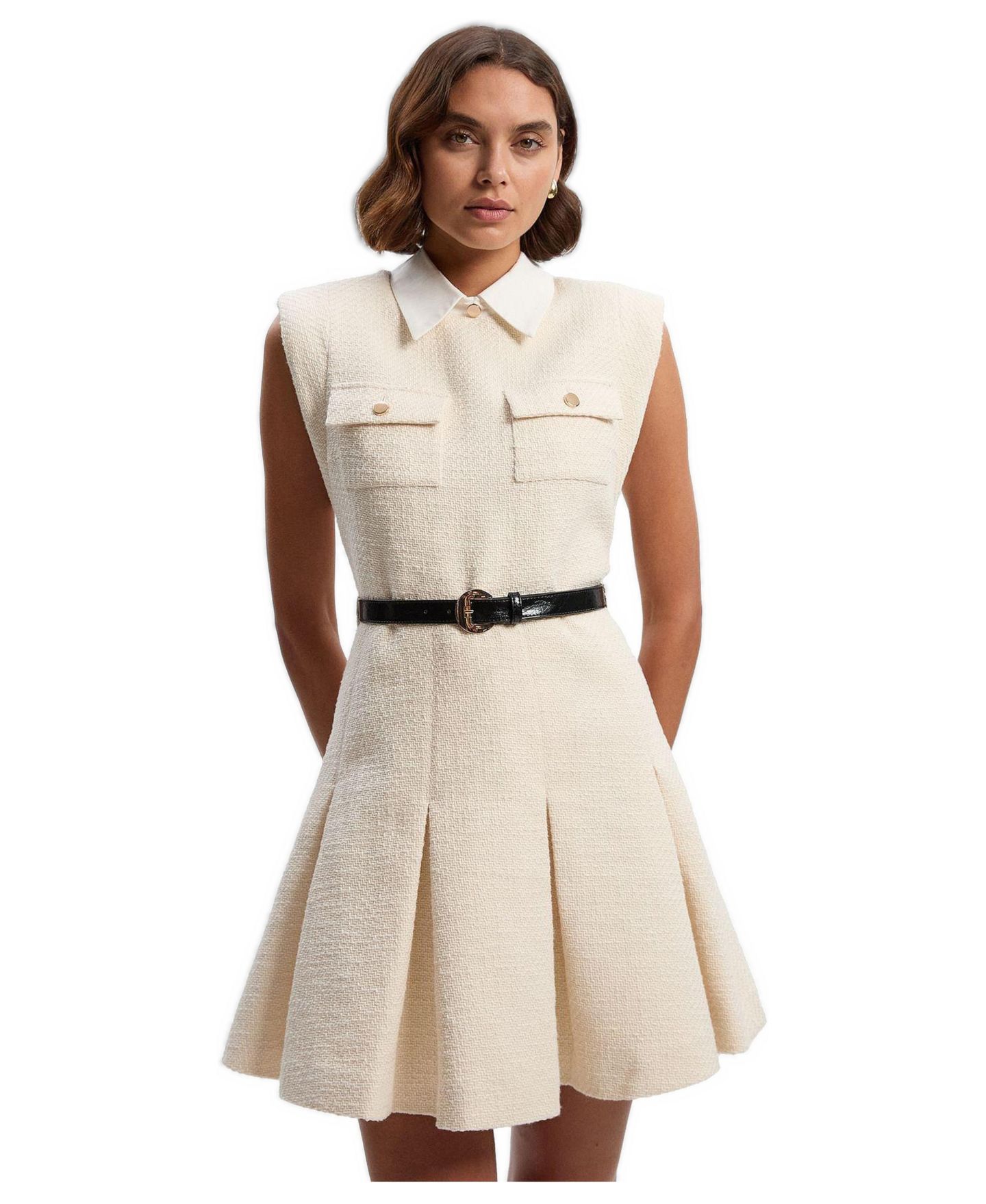 Женское платье Karen Millen Tweed Sleeveless Mini, цвет: Кремовый — фото 1