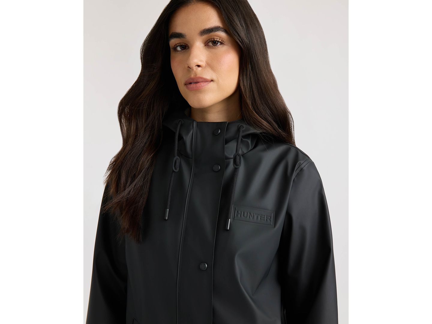 Женская куртка Hunter Dina Rubberized Hooded Waterproof, цвет: Чёрный — фото 4