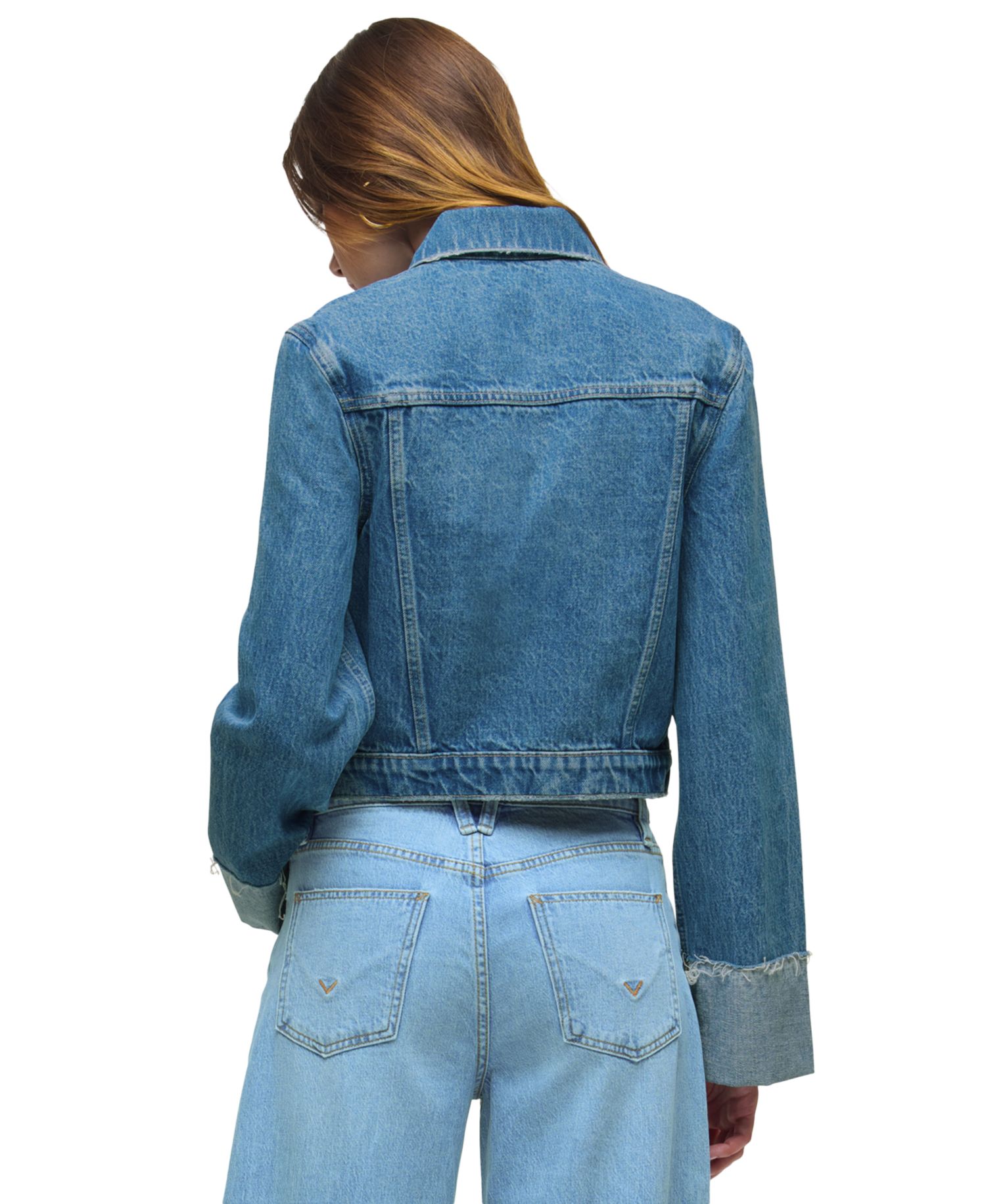Women's Collared Cuff Sleeve Denim Jacket