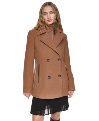 Women's Double-Breasted Long-Sleeve Peacoat