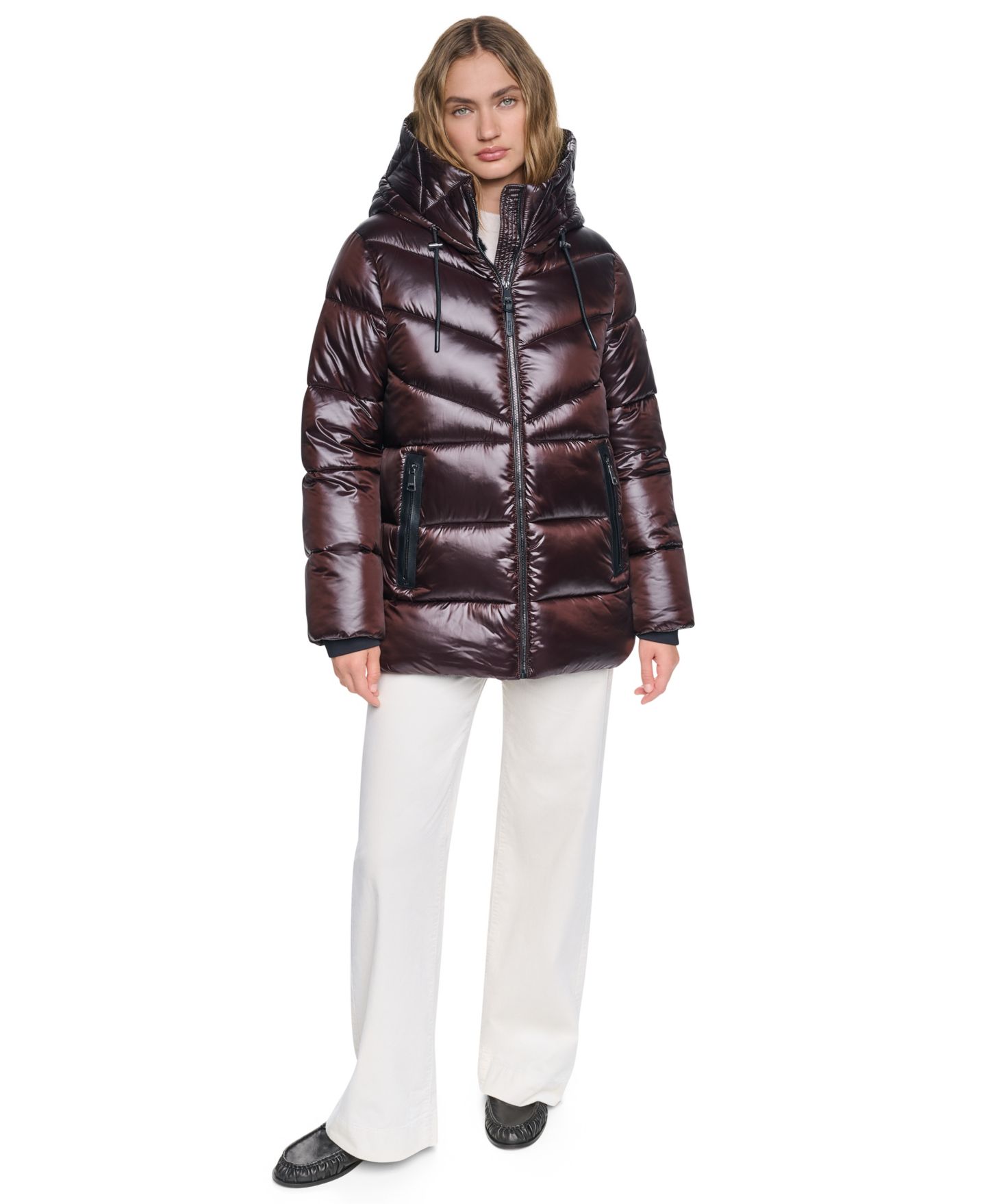 Женская куртка DKNY Shine Hooded Puffer, цвет: Bitter — фото 2