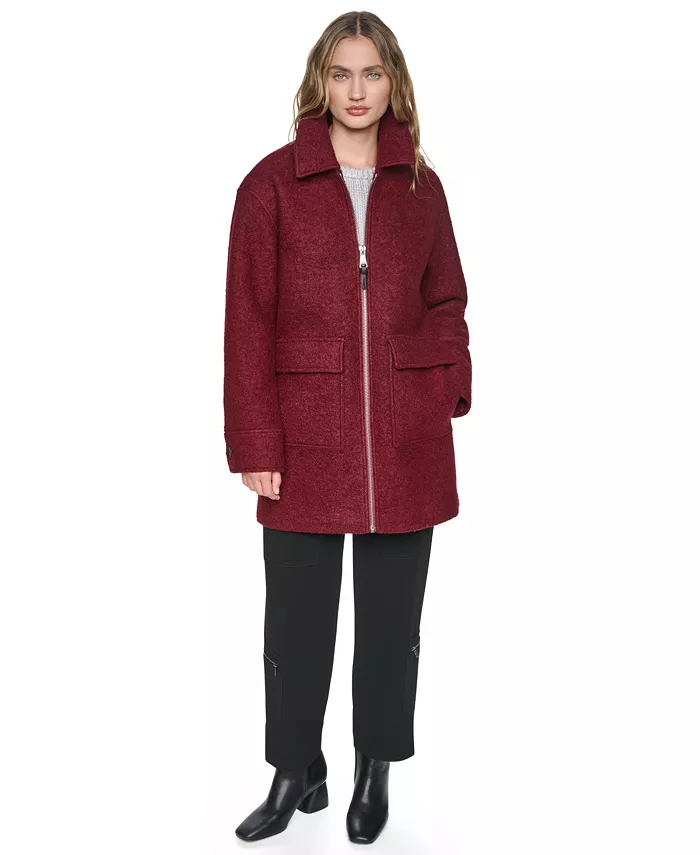 Women's Tailored Herringbone Wool-Blend Coat - thumbnail 2