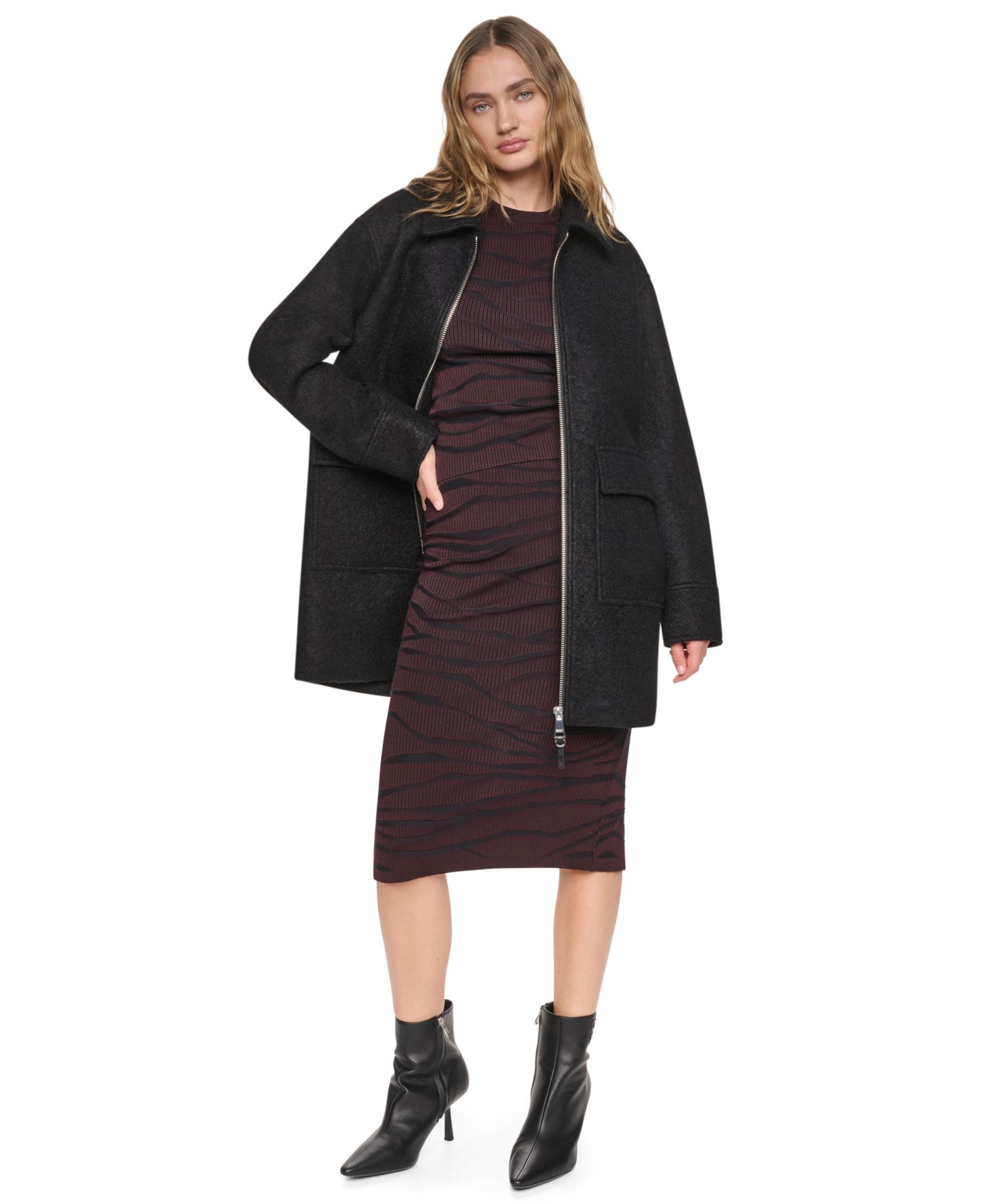 Women's Tailored Herringbone Wool-Blend Coat