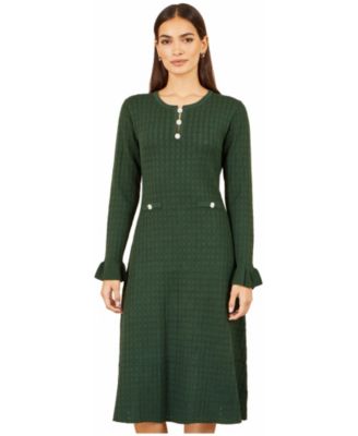 Women's Long Sleeve Knitted Midi Dress