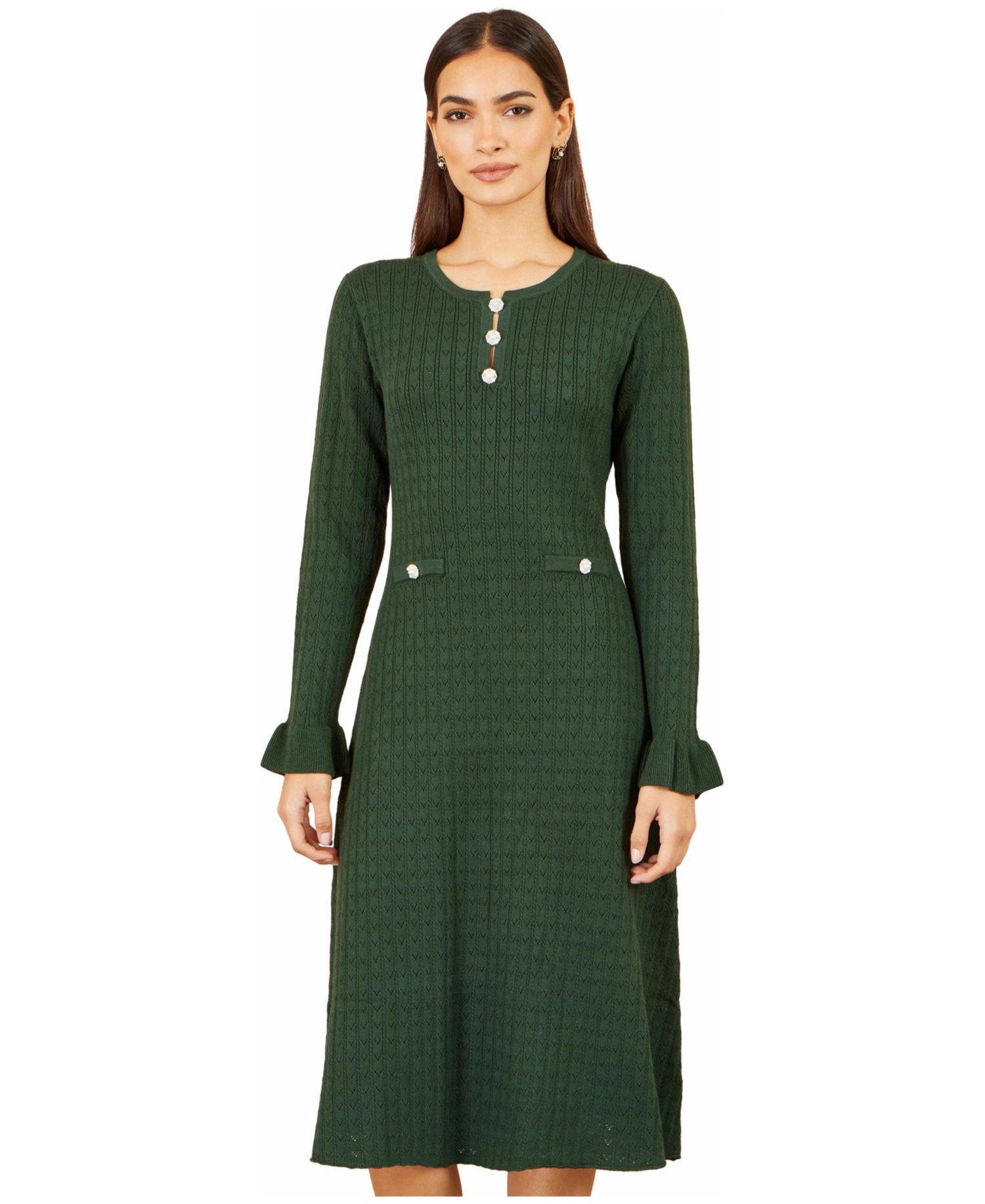 Women's Long Sleeve Knitted Midi Dress