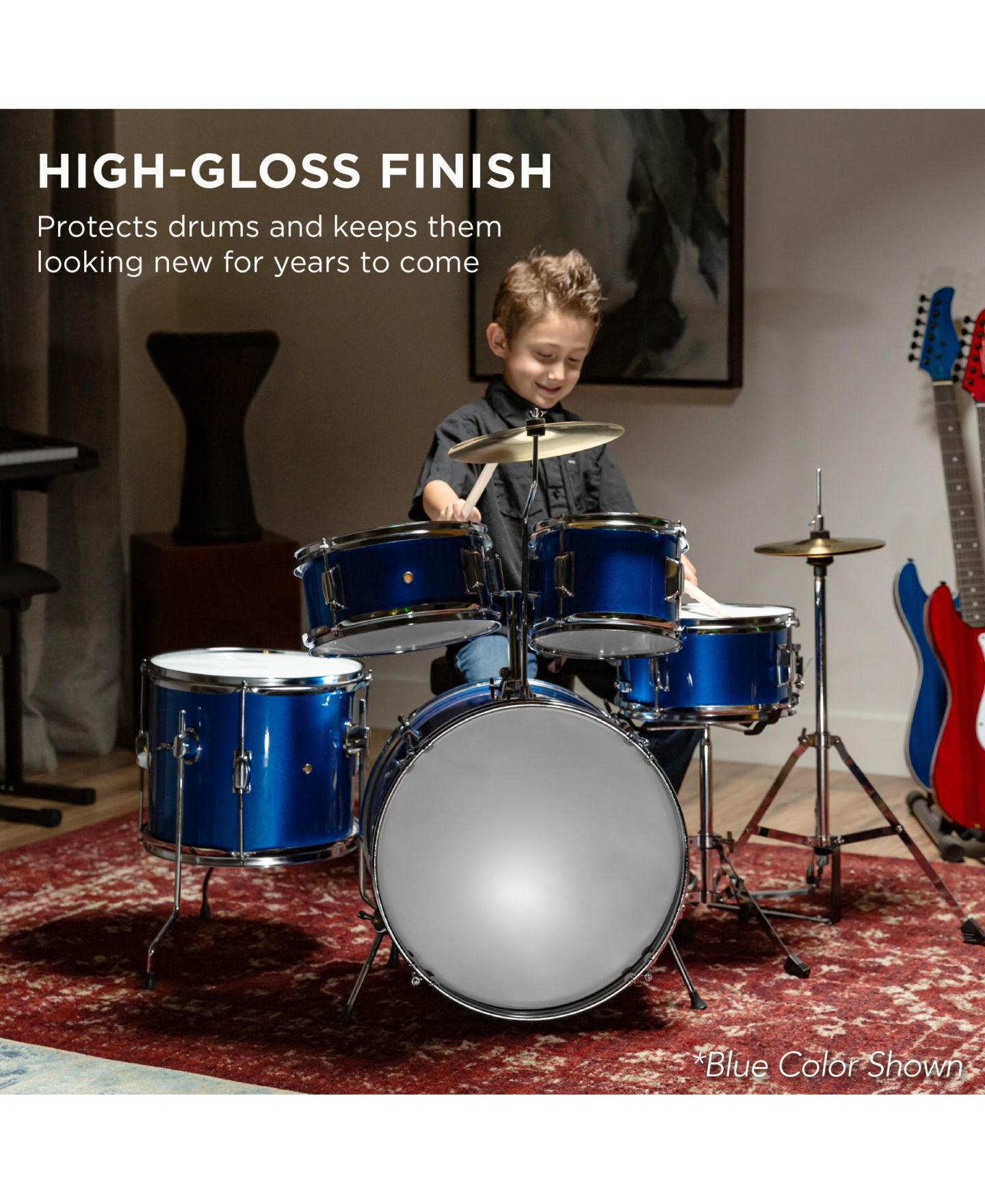 Детские игрушки Best Choice Products Beginner Wood 5-Piece Drum Set, Ages 3+, цвет: Розовый — фото 7