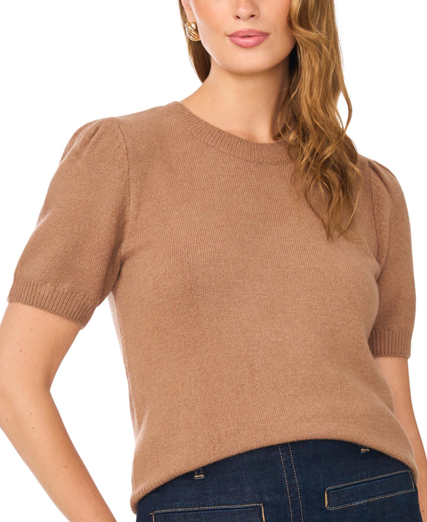 Женский свитер Vince Camuto Short-Sleeve Crewneck, цвет: Какао — фото 3