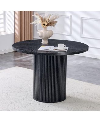 42'' Modern Spliced Circular Dining Table with Wood Fan-Shaped Design