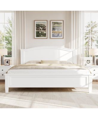 King Size Platform Bed with Headboard with Wooden Slat Support Legs