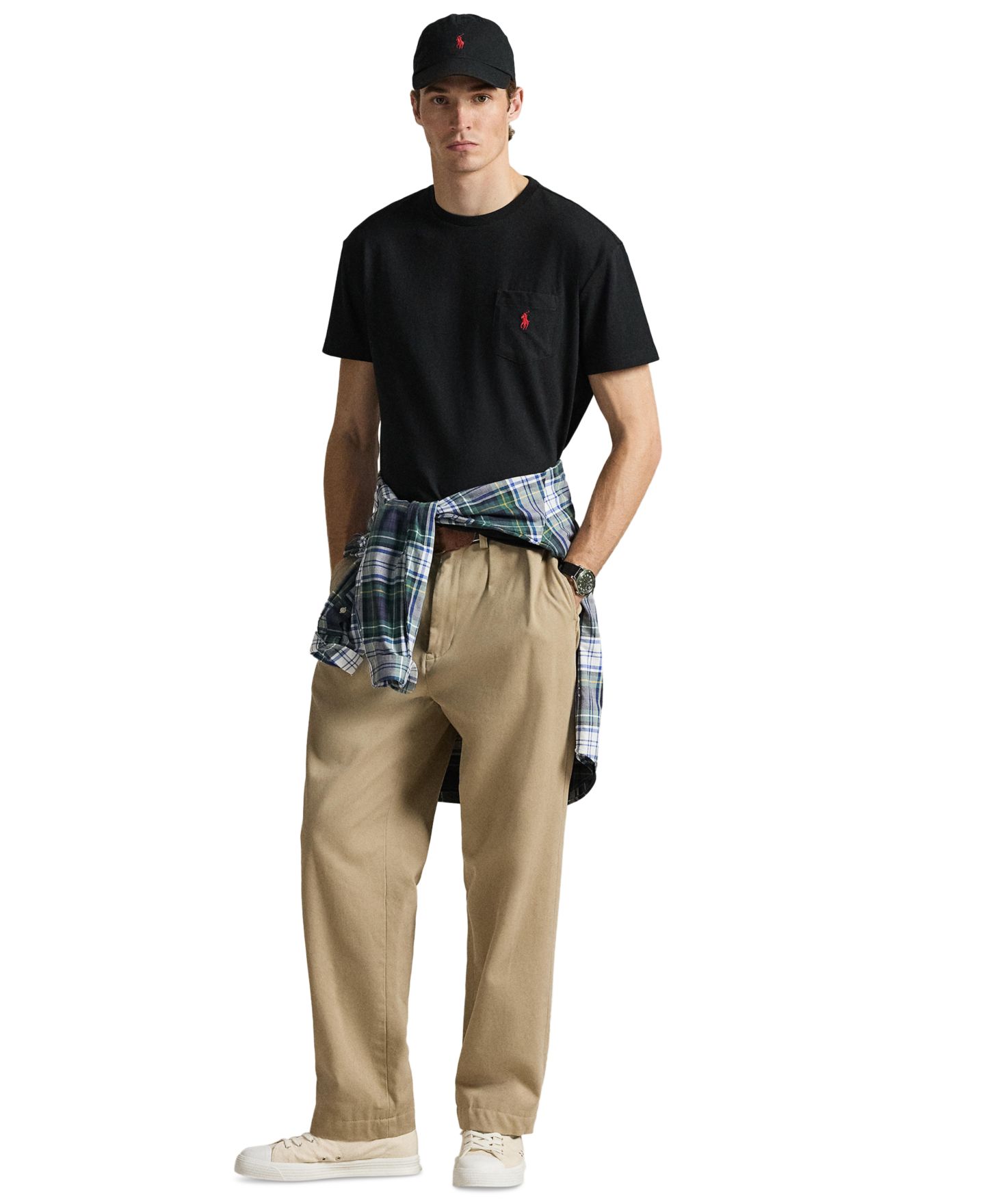 Мужская футболка Polo Ralph Lauren Classic-Fit Crewneck Pocket, цвет: Чёрный — фото 5