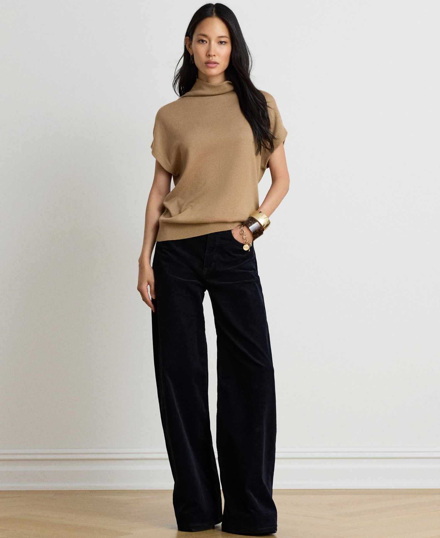 Women's Mock-Neck Cap-Sleeve Sweater