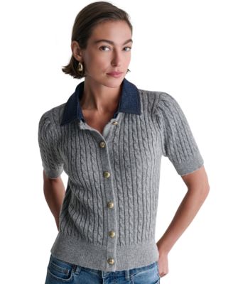Women's Short-Sleeve Cable-Knit Cardigan